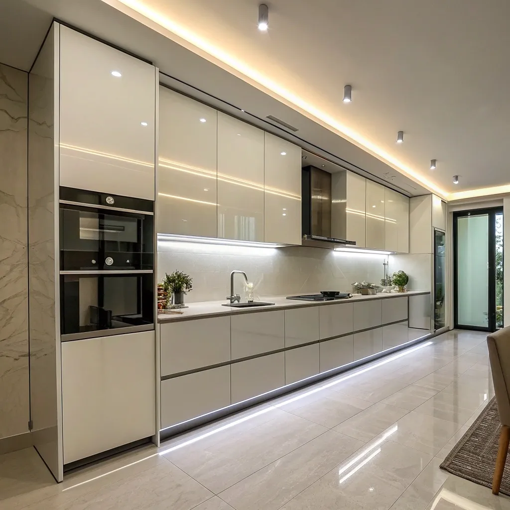 Modern kitchen cabinets with a sleek finish